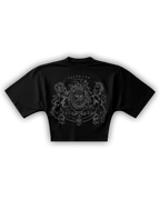 tee boxy the throne negro 4ozz — remera con emblema heráldico serigrafía gris
