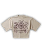 tee boxy the throne arena sand 4ozz — emblema heráldico serigrafía vino con leones