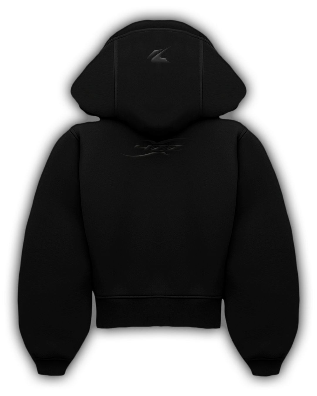 zip hoodie no-zz 4ozz — detalle capucha doble capa con bordado 4ozz