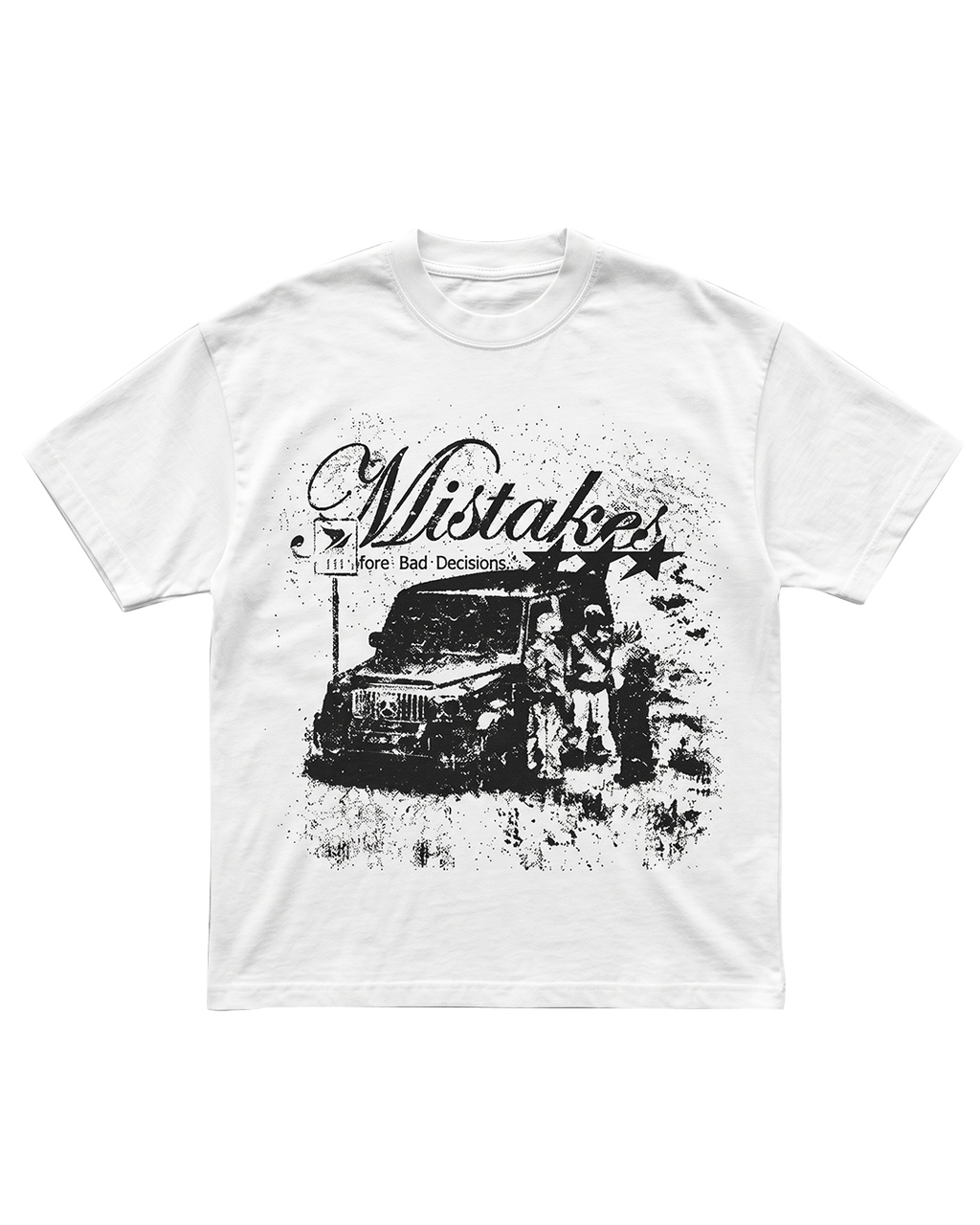 tee mistakes 4ozz drop mistakes — remera regular serigrafía distress monocromática