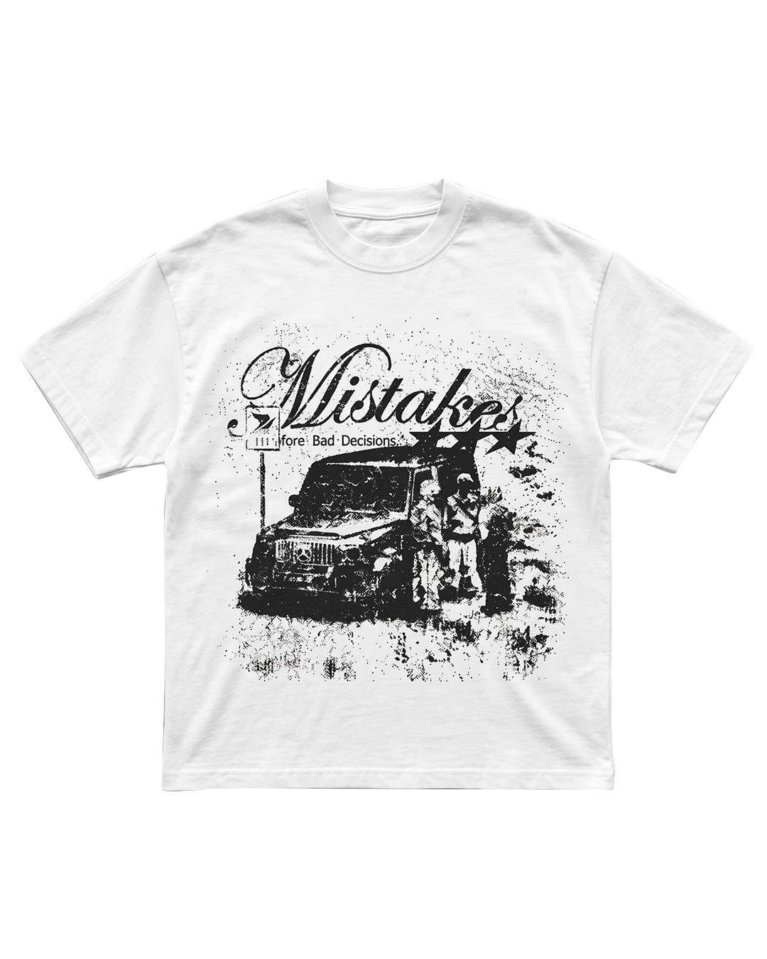 tee mistakes 4ozz drop mistakes — remera regular serigrafía distress monocromática