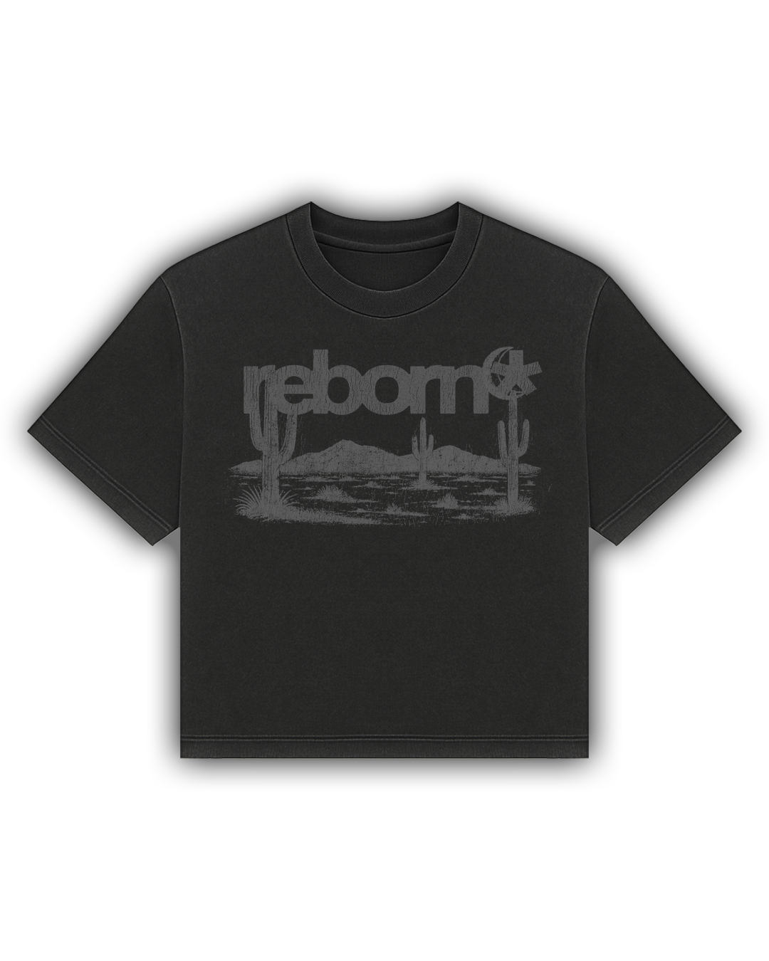 tee relaxed fit reborn desert 4ozz — remera con gráfico paisaje desértico
