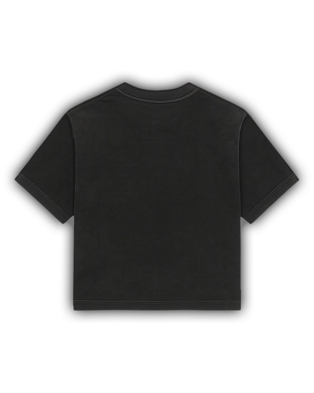 tee chainlust 4ozz — detalle cuello y espalda, lavado a la piedra
